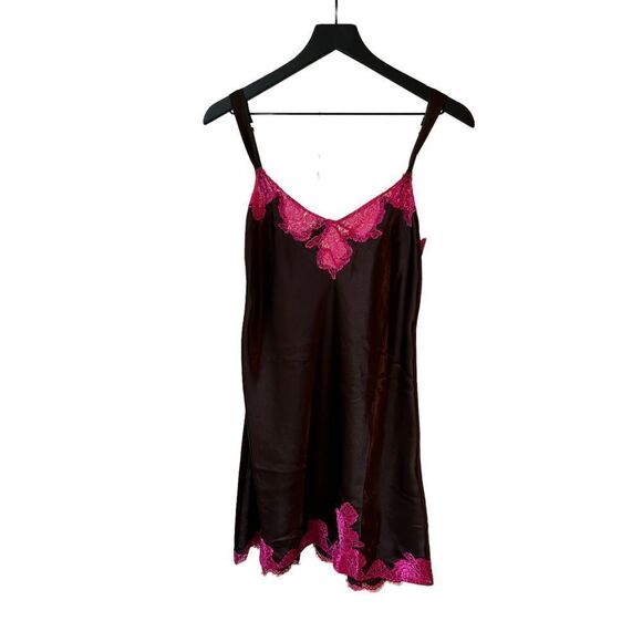 Morgan Taylor Intimates Brown and Pink Slip Dress - Picture 3 of 9